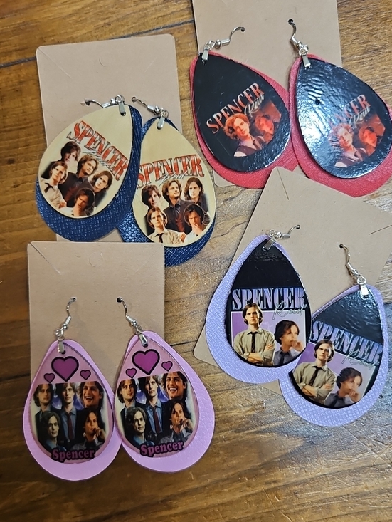 Hand Crafted Accessories - Spencer Graphic Teardrop Earrings - Pink, Purple, Red, Blue